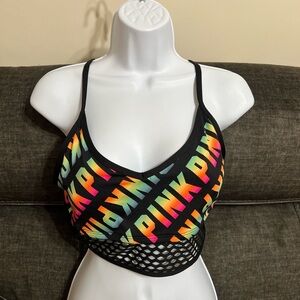 Celebrity Pink Multicolor Mesh Crop Top